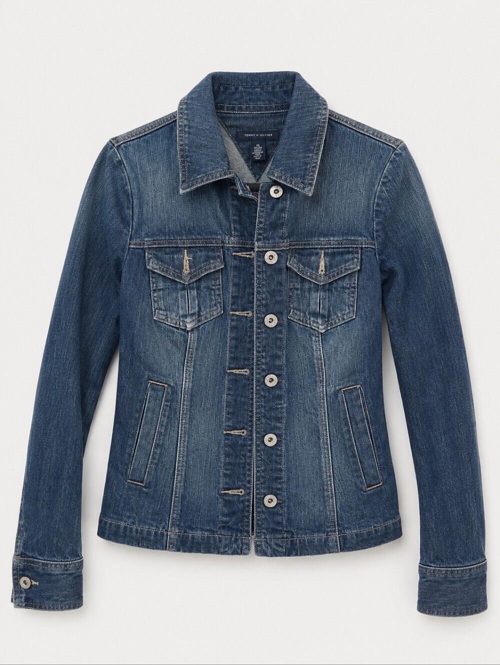 Tommy Hilfiger Denim Jean Jacket Dark Wash Stretch Button Front Women's XS